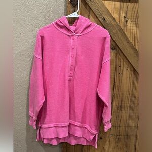 Aerie textured Henley oversized hoodie Pink size S